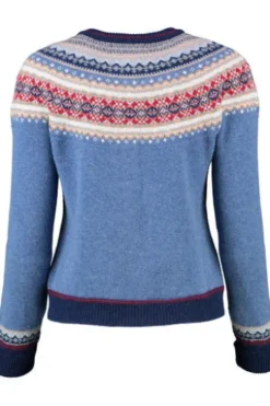 ERIBE Strickjacke Alpine blue morning gemustert im Fair-Isle Strickmuster