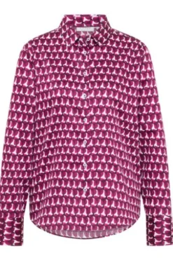 ETERNA Bluse aubergine gemustert Langarm