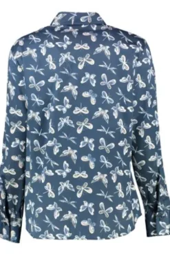 ETERNA Bluse blau gemustert Langarm