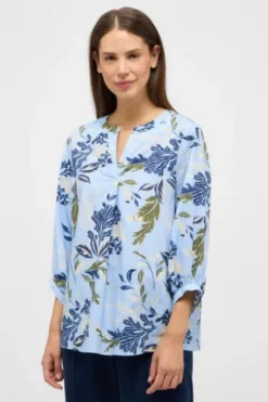 ETERNA Bluse hellblau gemustert 3/4-Arm