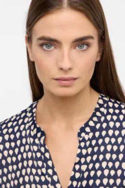 ETERNA Bluse marine langarm in leichtfließender Qualität , Bluse fällt groß aus !!!