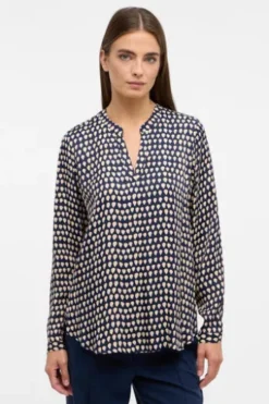 ETERNA Bluse marine langarm in leichtfließender Qualität , Bluse fällt groß aus !!!