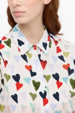 ETERNA Bluse mit Hemdkragen weiß/mehrfarbig bedruckt Regular Fit Kurzarm