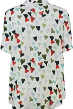 ETERNA Bluse mit Hemdkragen weiß/mehrfarbig bedruckt Regular Fit Kurzarm