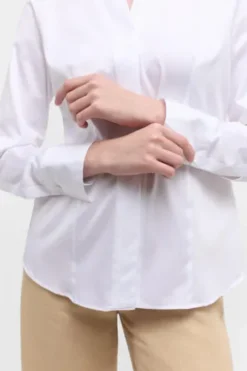 ETERNA Bluse weiß Langarm in trageangenehmer Stretch-Qualität