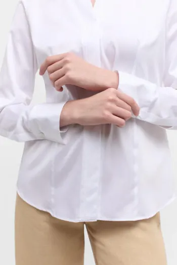 ETERNA Bluse weiß Langarm in trageangenehmer Stretch-Qualität