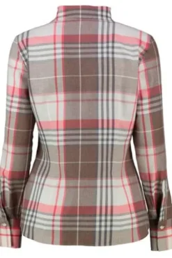 ETERNA Flanell-Bluse orange kariert mit Kelchkragen
