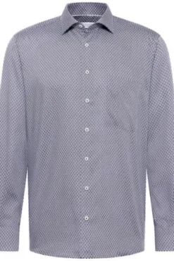 ETERNA Hemd anthrazit gemustert Comfort Fit Langarm