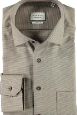 ETERNA Hemd beige Comfort Fit Langarm
