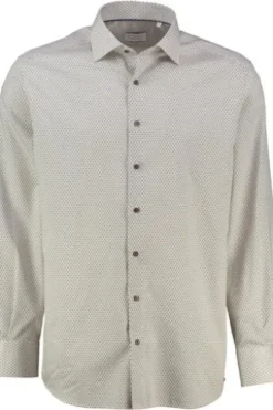ETERNA Hemd beige gemustert Comfort Fit Langarm