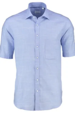 ETERNA Hemd blau Comfort Fit Kurzarm