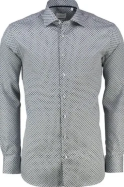 ETERNA Hemd blau gemustert Modern Fit Langarm