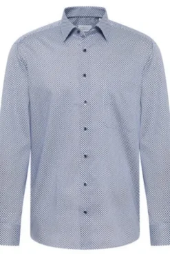 ETERNA Hemd blau gepunktet Comfort Fit Langarm