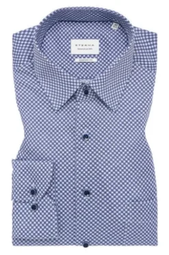 ETERNA Hemd blau gepunktet Comfort Fit Langarm