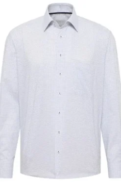 ETERNA Hemd blau kariert Comfort Fit Langarm