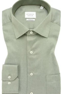 ETERNA Hemd grün gemustert Comfort Fit Langarm