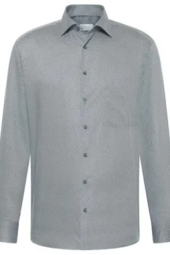 ETERNA Hemd grün gemustert Comfort Fit Langarm