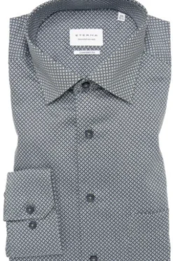 ETERNA Hemd grün gemustert Comfort Fit Langarm