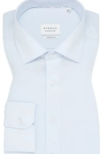 ETERNA Hemd hellblau Comfort Fit Langarm Popeline