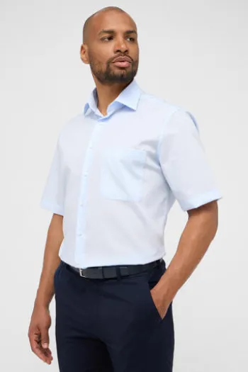 ETERNA Hemd hellblau Comfort Fit Kurzarm Popeline