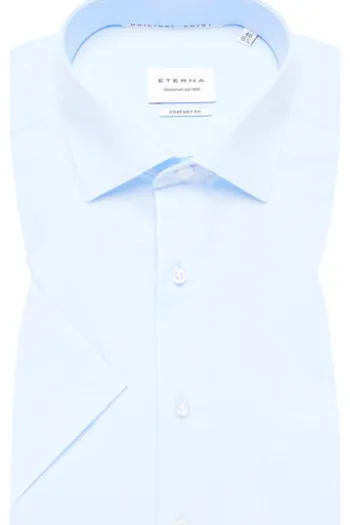 ETERNA Hemd hellblau Comfort Fit Kurzarm Popeline