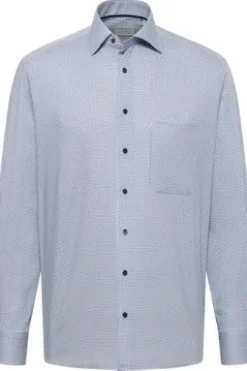 ETERNA Hemd himmelblau gemustert Comfort Fit Langarm