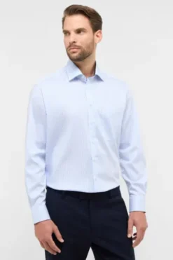ETERNA Hemd himmelblau gestreift comfort fit Langarm