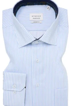 ETERNA Hemd himmelblau gestreift comfort fit Langarm