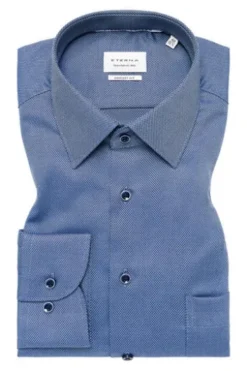 ETERNA Hemd marine gemustert Comfort Fit Langarm
