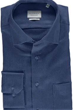 ETERNA Hemd marine gemustert Comfort Fit Langarm