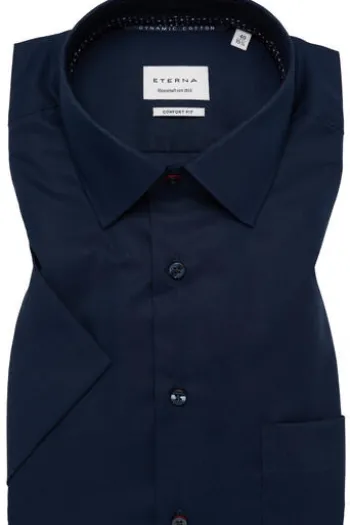 ETERNA Hemd navy Comfort Fit Kurzarm