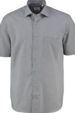 ETERNA Hemd navy gemustert Comfort Fit Kurzarm