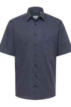 ETERNA Hemd navy gepunktet Comfort Fit Kurzarm