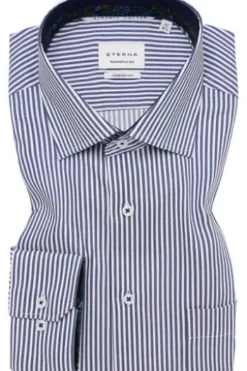 ETERNA Hemd navy gestreift comfort fit Langarm