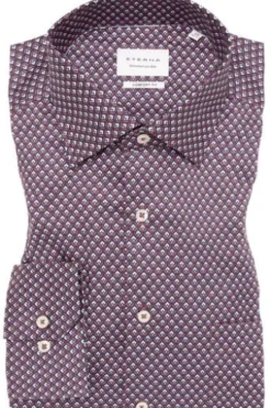 ETERNA Hemd rot gemustert Comfort Fit Langarm