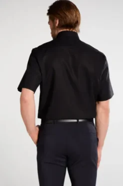 ETERNA Hemd schwarz Comfort Fit Kurzam Popeline