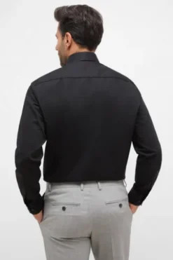 ETERNA Hemd schwarz Comfort Fit Langarm Popeline