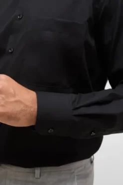 ETERNA Hemd schwarz Comfort Fit Langarm Popeline