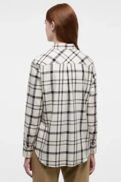 ETERNA Karo-Bluse beige kariert Langarm in weicher Baumwoll-Mix Qualität