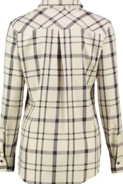 ETERNA Karo-Bluse beige kariert Langarm in weicher Baumwoll-Mix Qualität