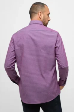 ETERNA Karo Hemd bordeaux kariert Comfort Fit Langarm Button-down