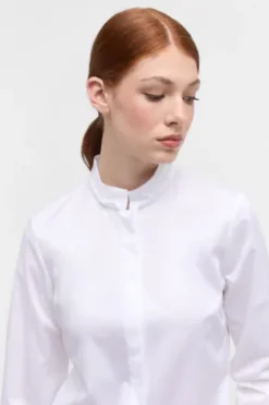 ETERNA Langarm-Bluse weiß mit Stehkragen - Satin