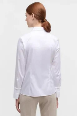 ETERNA Langarm-Bluse weiß mit Stehkragen - Satin