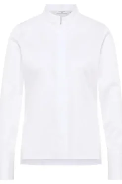 ETERNA Langarm-Bluse weiß mit Stehkragen - Satin