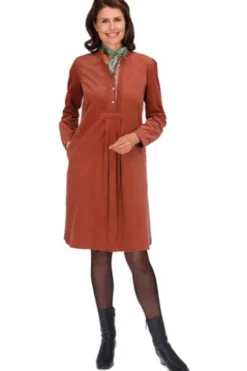 FELICITAS Cord-Kleid ziegel in softer Qualität