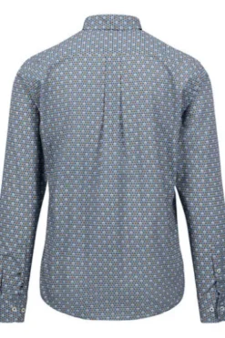 FYNCH HATTON Hemd blau/gelb gemustert Regular Fit Langarm Button-Down