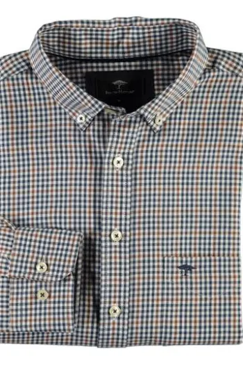 FYNCH HATTON Hemd marine kariert Regular Fit Langarm