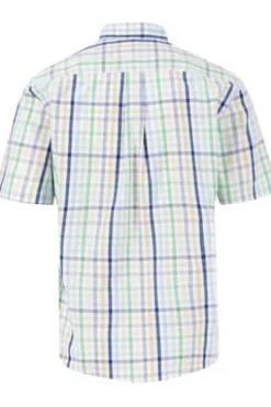 FYNCH HATTON Hemd torf green kariert Regular Fit Kurzarm
