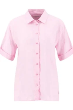 FYNCH HATTON Leinen-Bluse sorbet rose Kurzarm