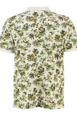 FYNCH HATTON Polo-Shirt cement geblümt Casual Fit